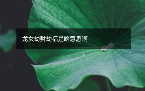 龍女劫財劫福是啥意思啊