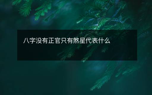 八字沒有正官只有煞星代表什么