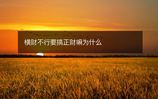 橫財(cái)不行要搞正財(cái)嘛為什么