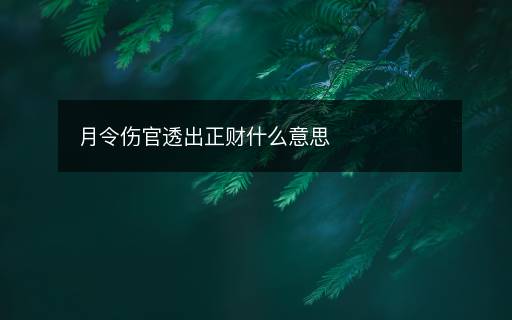 月令傷官透出正財什么意思