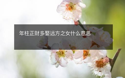 年柱正財多娶遠方之女什么意思
