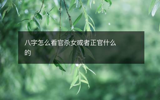 八字怎么看官殺女或者正官什么的