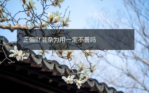 正偏財(cái)混雜為用一定不善嗎
