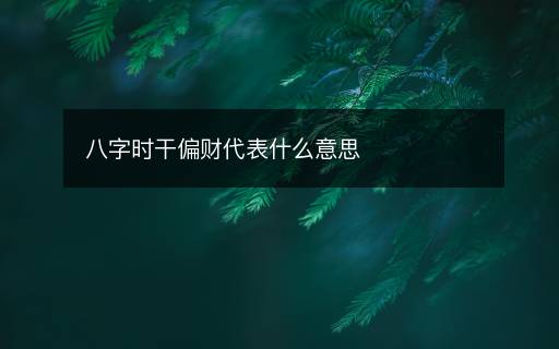 八字時干偏財(cái)代表什么意思