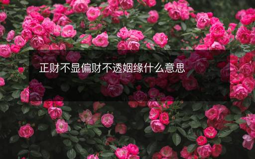 正財(cái)不顯偏財(cái)不透姻緣什么意思