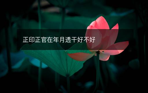 正印正官在年月透干好不好