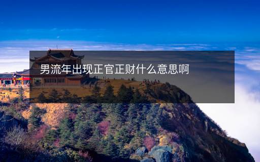 男流年出現(xiàn)正官正財什么意思啊