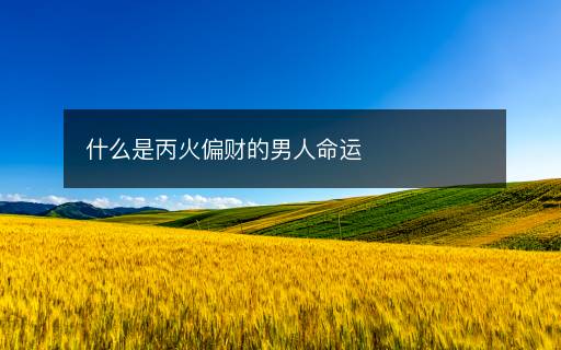 什么是丙火偏財?shù)哪腥嗣\