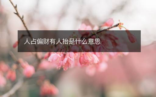 人占偏財有人抬是什么意思