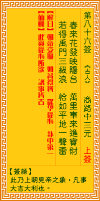 觀音靈簽第86簽
