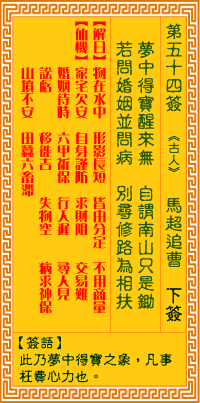 觀音靈簽第54簽