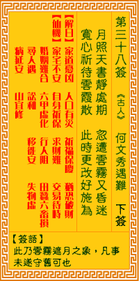 觀音靈簽第38簽