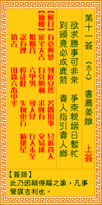 觀音靈簽第11簽