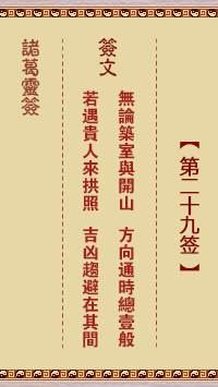 諸葛靈簽第29簽