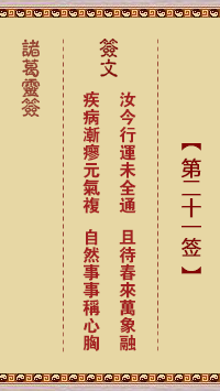 諸葛靈簽第21簽