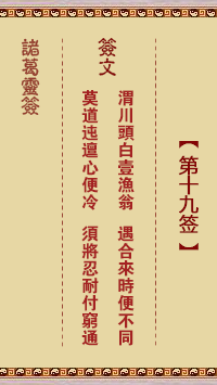 諸葛靈簽第19簽