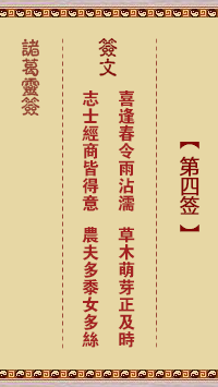 諸葛靈簽第4簽