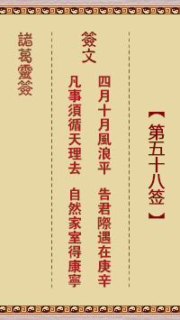 諸葛靈簽第58簽
