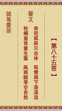 諸葛靈簽第85簽