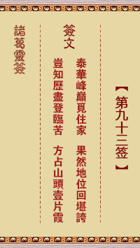 諸葛靈簽第93簽