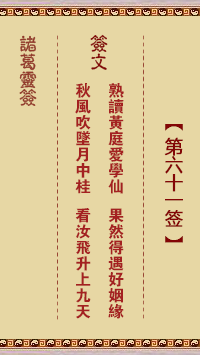 諸葛靈簽第61簽