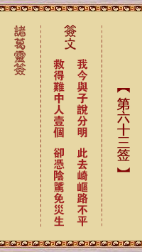 諸葛靈簽第63簽