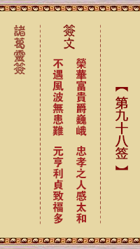 諸葛靈簽第98簽