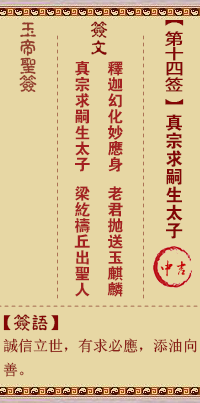 玉帝靈簽第14簽